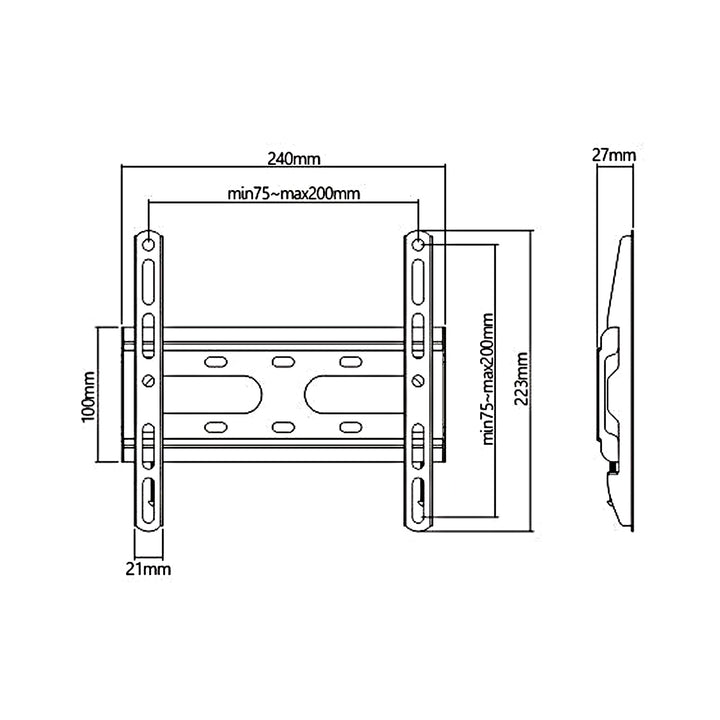 Ekonomický držák na TV Maclean, max. VESA 200x200, 23-42", 45 kg, černý, MC-937