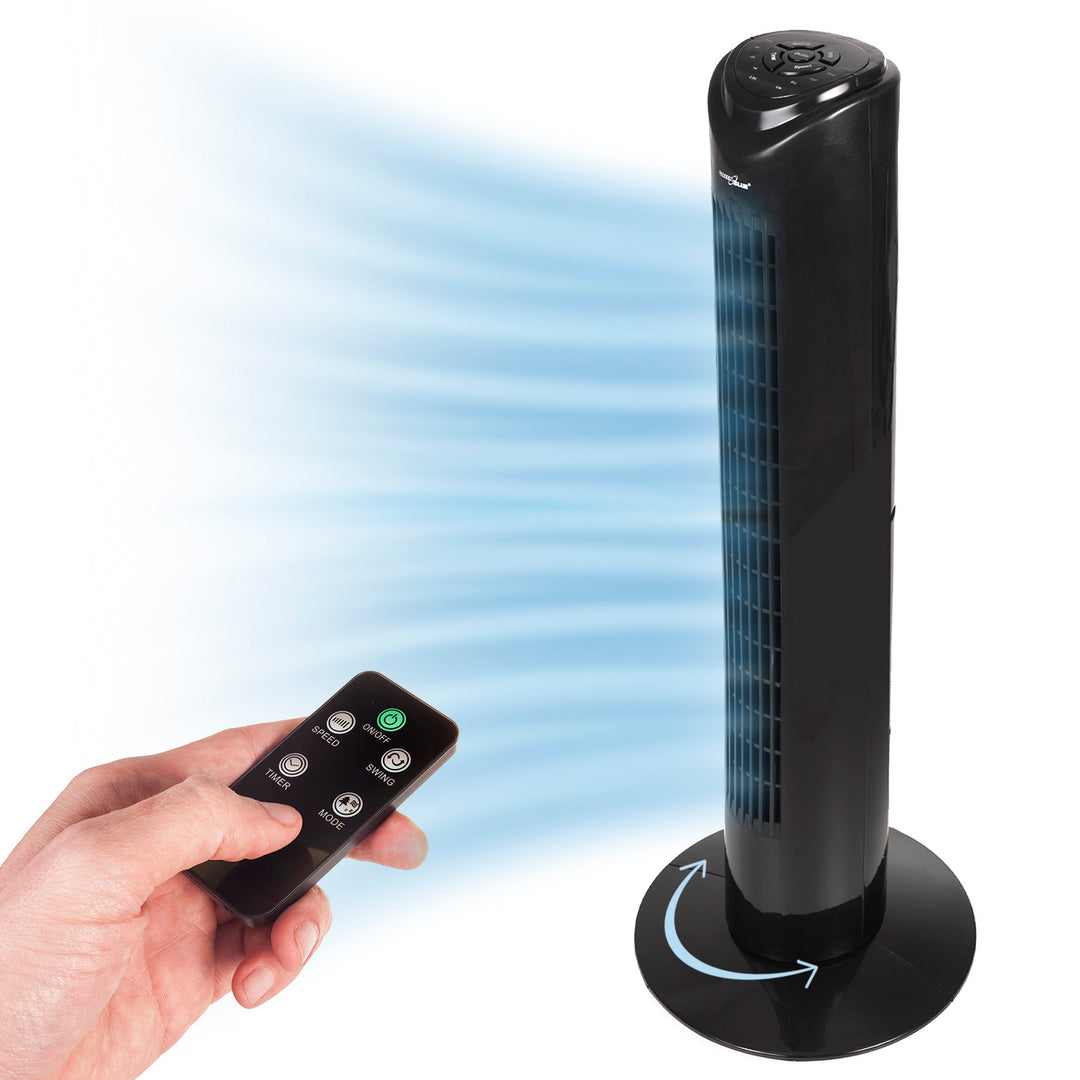 Sloupový ventilátor s dálkovým ovládáním, 3 režimy, 3 rychlosti, 80° oscilace, 45 W, časovač, výška 82 cm GB645