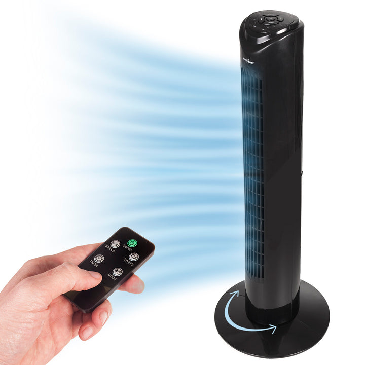 Sloupový ventilátor s dálkovým ovládáním, 3 režimy, 3 rychlosti, 80° oscilace, 45 W, časovač, výška 82 cm GB645