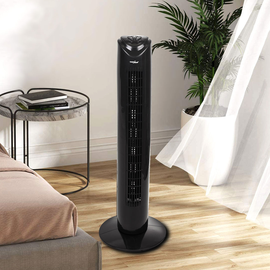 Sloupový ventilátor s dálkovým ovládáním, 3 režimy, 3 rychlosti, 80° oscilace, 45 W, časovač, výška 82 cm GB645