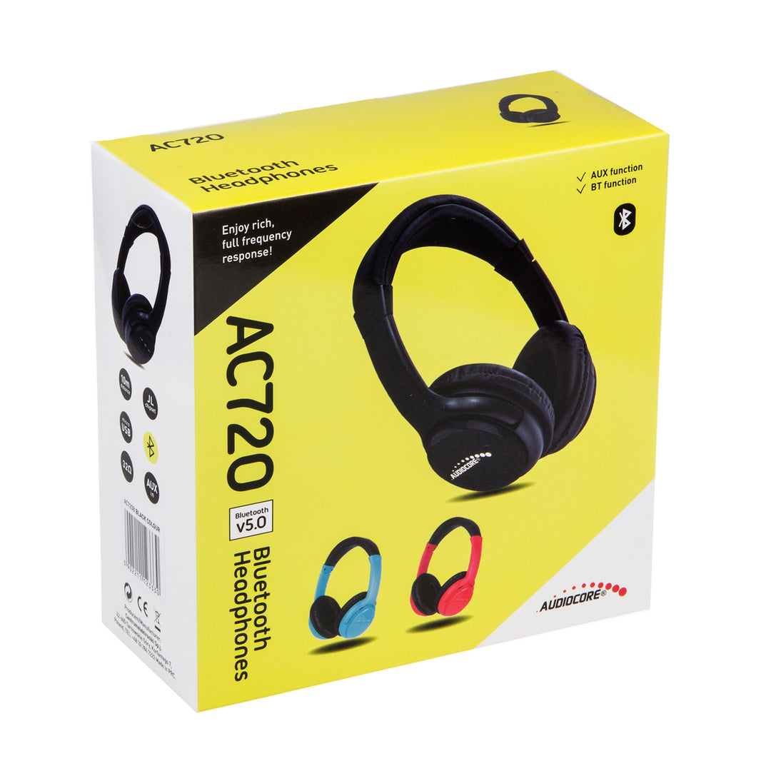 Bezdrátová bluetooth sluchátka Audiocore AC720 V5.1, 200mAh, pracovní doba 3-4h, doba nabíjení 1-2h, BL modrá