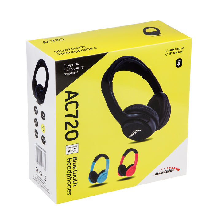 Bezdrátová bluetooth sluchátka Audiocore AC720 V5.1, 200mAh, pracovní doba 3-4h, doba nabíjení 1-2h, BL modrá