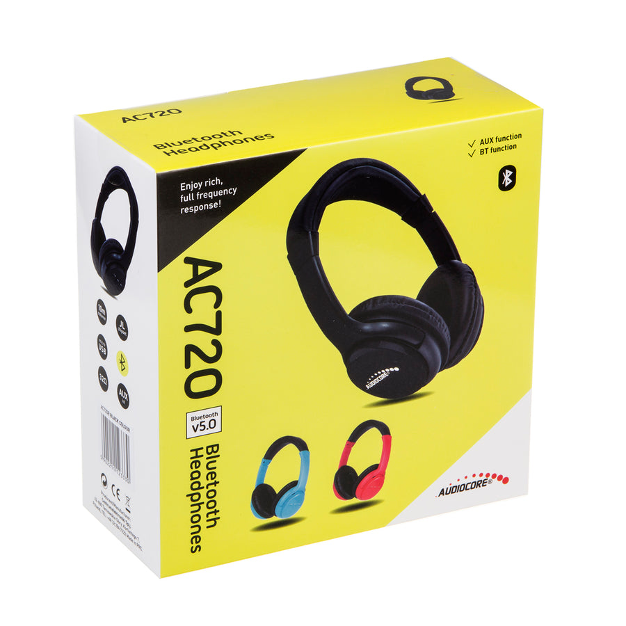 Bezdrátová bluetooth sluchátka Audiocore AC720 V5.1, 200mAh, pracovní doba 3-4h, doba nabíjení 1-2h, BL modrá