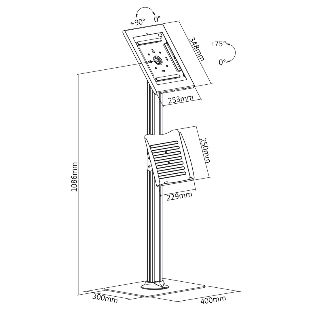 Maclean MC-867B Stojan proti krádeži tabletu Kiosk Floor Mount Lock System iPad Pro (Gen 3) 12,9"