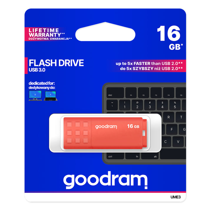 Goodram USB 3.0 Pendrive, kapacita: 16 GB, oranžová