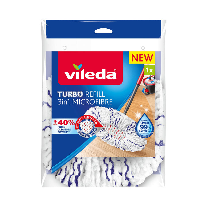 Vileda 167749 Turbo náhradní hlavice z mikrovlákna 3v1 o 40% větší čisticí výkon