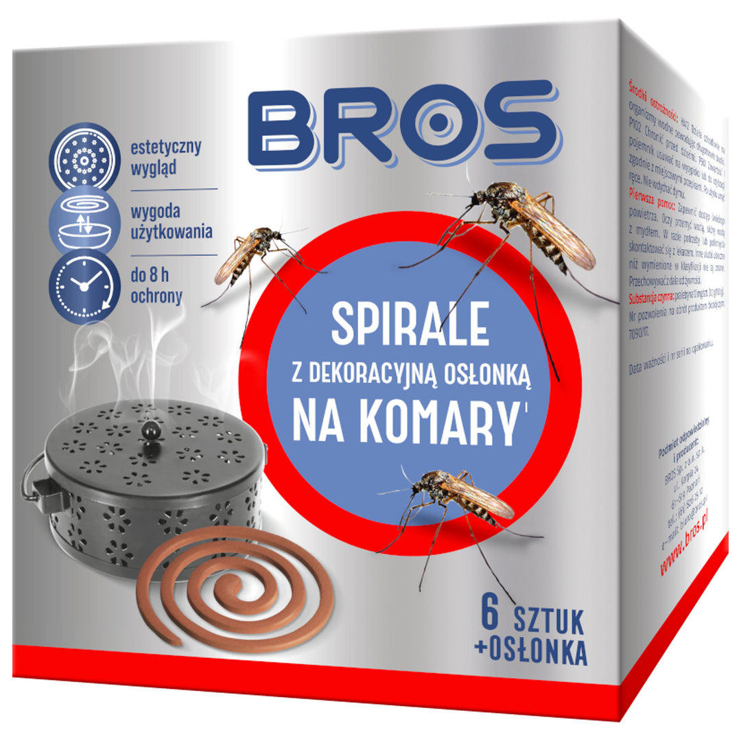 Sada 6 moskytiérových spirál s ocelovým krytem Bros pro až 8hodinovou ochranu