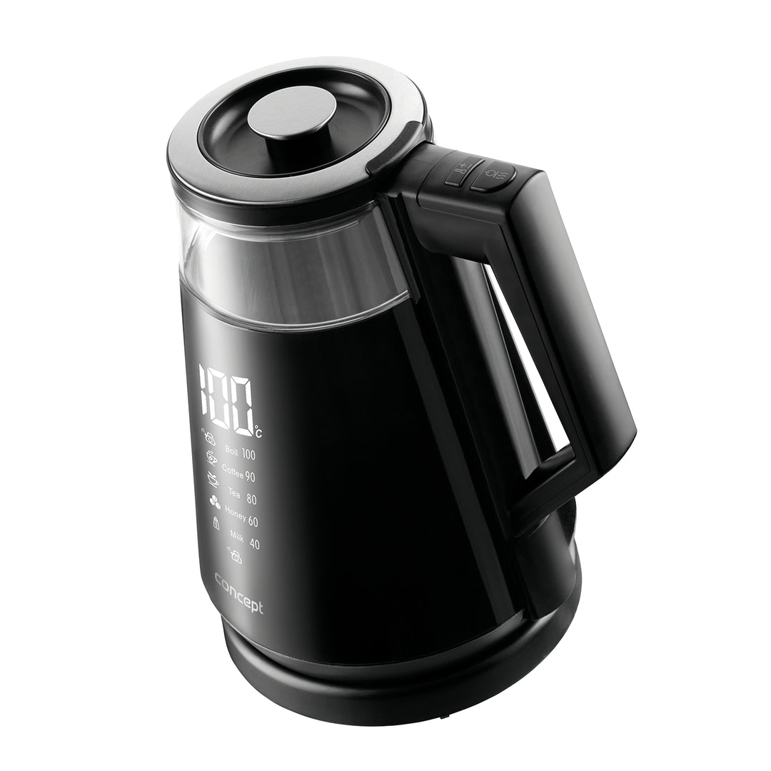 Concept RK4170 rychlovarná konvice 1,7 l, nastavení teploty, digitální displej, otočná funkce, udržování teploty 360 °