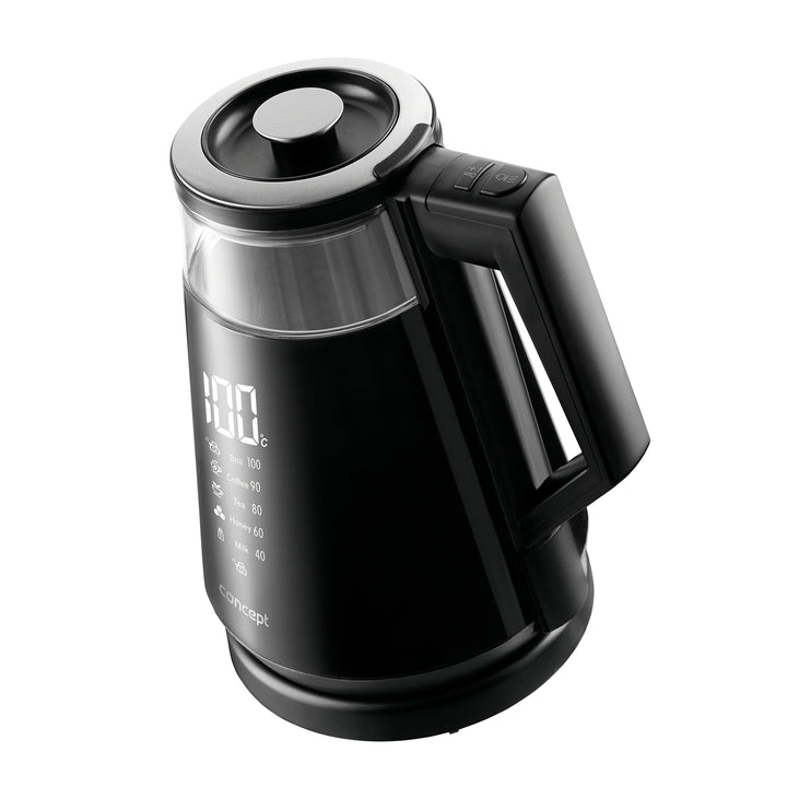 Concept RK4170 rychlovarná konvice 1,7 l, nastavení teploty, digitální displej, otočná funkce, udržování teploty 360 °