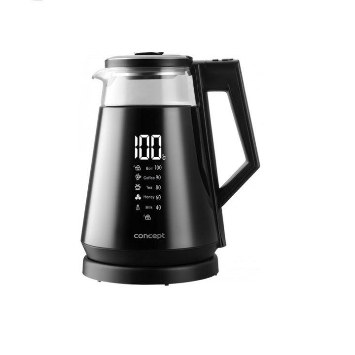 Concept RK4170 rychlovarná konvice 1,7 l, nastavení teploty, digitální displej, otočná funkce, udržování teploty 360 °
