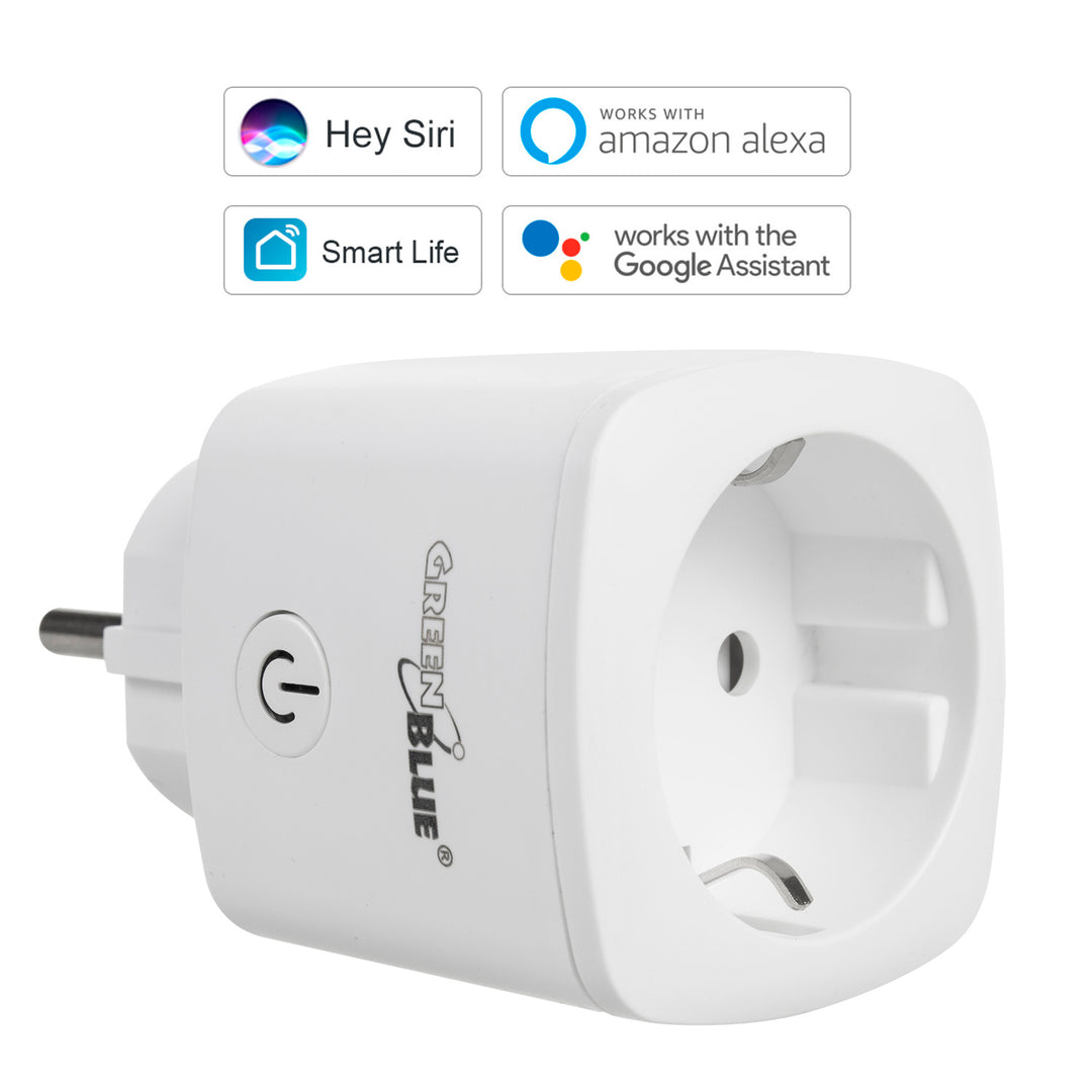 GreenBlue WiFi Dálkově ovládaná zásuvka, Android/iOS/Alexa/Google Home, energeticky úsporná. Energetický, časový, max. 3680W, typ F, GB720 F