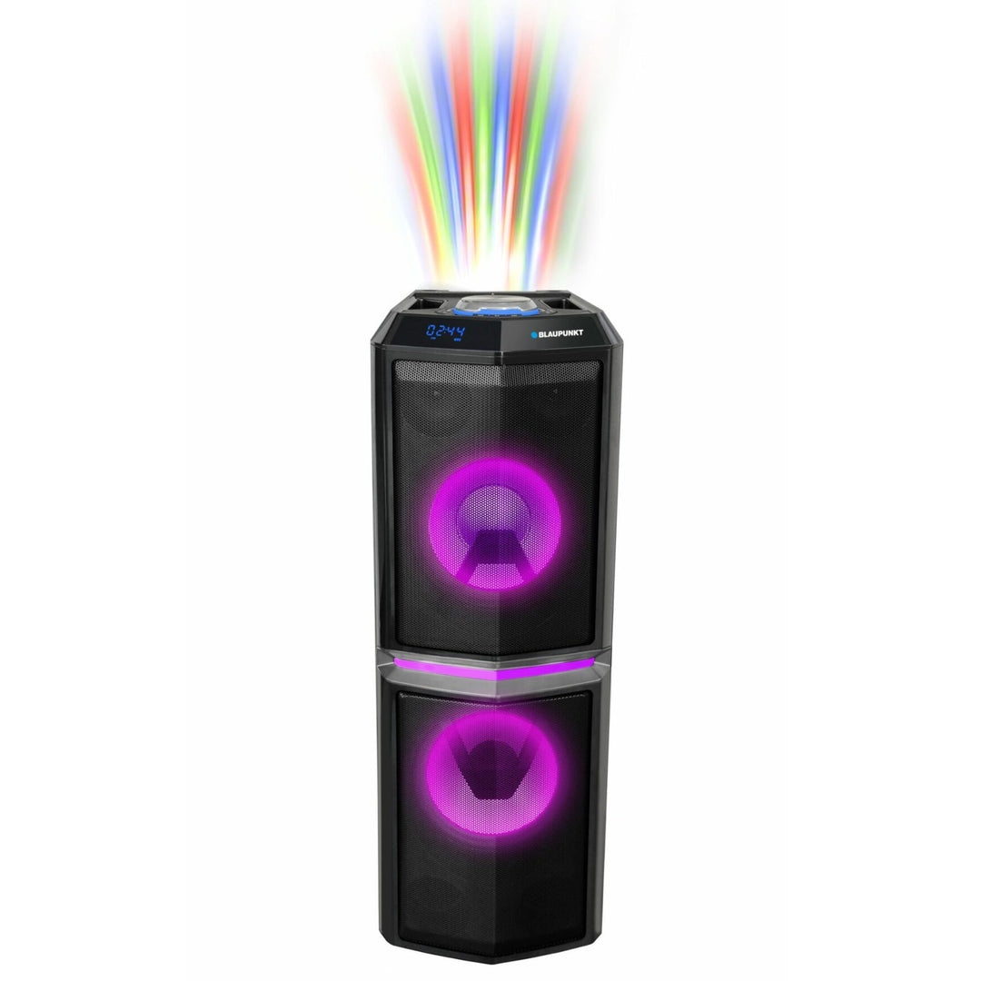 Párty reproduktor Bluetooth bezdrátový 90W RMS Dálkové ovládání Funkce Karaoke Disco Osvětlení AUX EVERPOL PS10DB