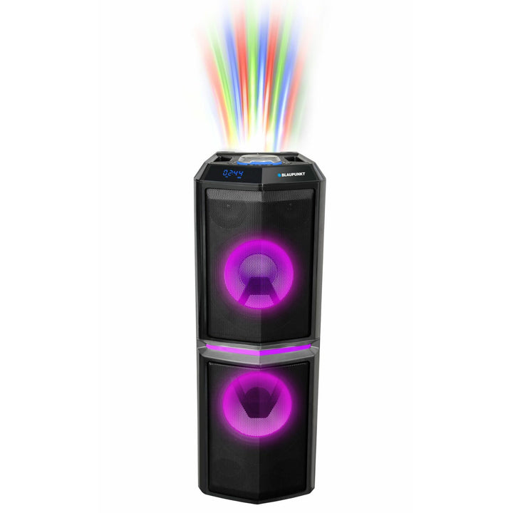 Párty reproduktor Bluetooth bezdrátový 90W RMS Dálkové ovládání Funkce Karaoke Disco Osvětlení AUX EVERPOL PS10DB