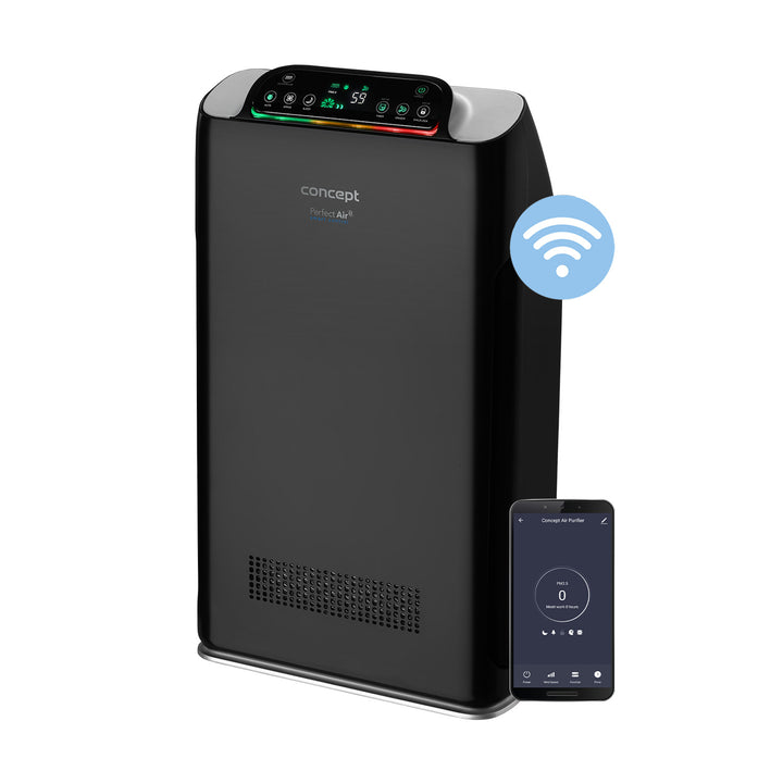 CONCEPT Čistička vzduchu Perfect Air SMART CA2000 320 m3/h 7stupňová filtrace Prachový filtr HEPA-13 Ionizátor Uhlíkový filtr 99,9 % Mobilní aplikace, černá