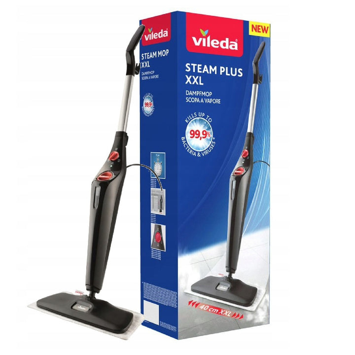 Vileda Parní mop Steam XXL Set 3.0 Skládací čisticí podložka na koberce, otočná, omyvatelná