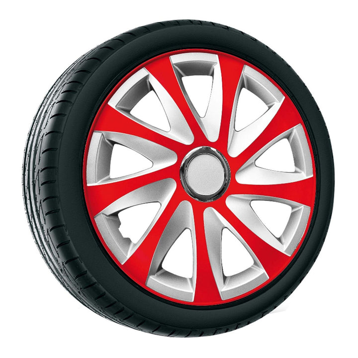 Poklice na kola 16" NRM Drift Extra - červená / stříbrná, 4 ks