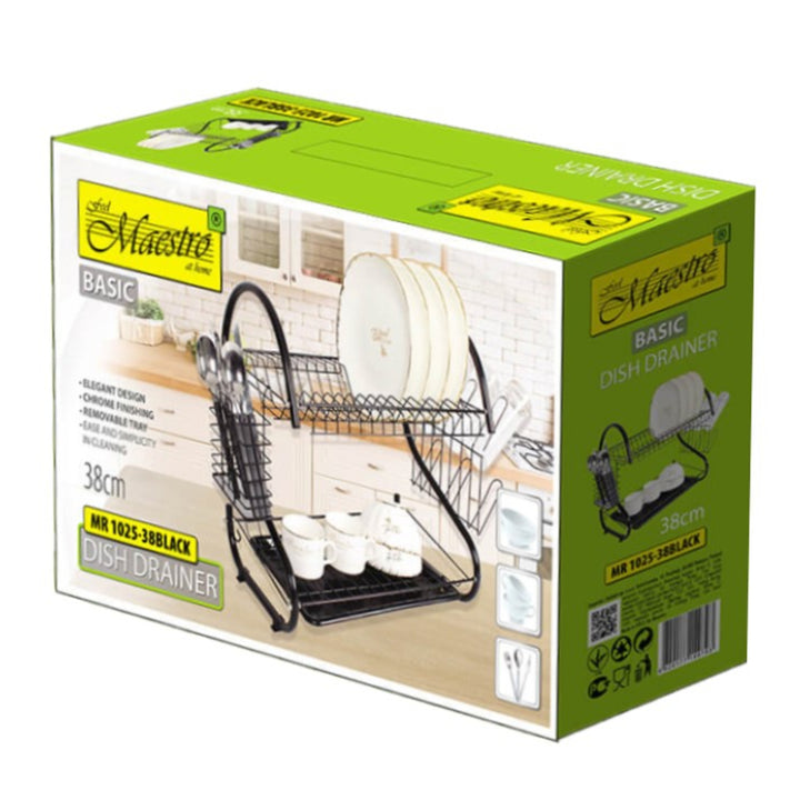 Dvoupatrový sušák na nádobí Maestro MR-1025-43-BLACK široký 43 cm
