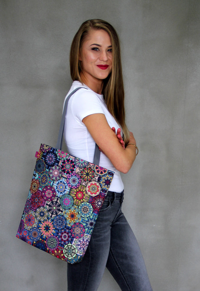Sunny taška přes rameno se zipem dámská shopper 36x40 cm (vhodná pro formát A4) tote bag látková taška s motivem Valencia