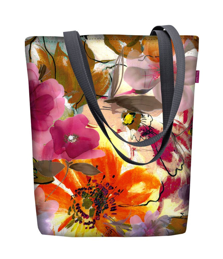 Sunny Taška přes rameno se zipem Dámská nákupní taška 36x40 cm (vhodná pro formát A4) Tote Bag Látková taška s motivem zahrady