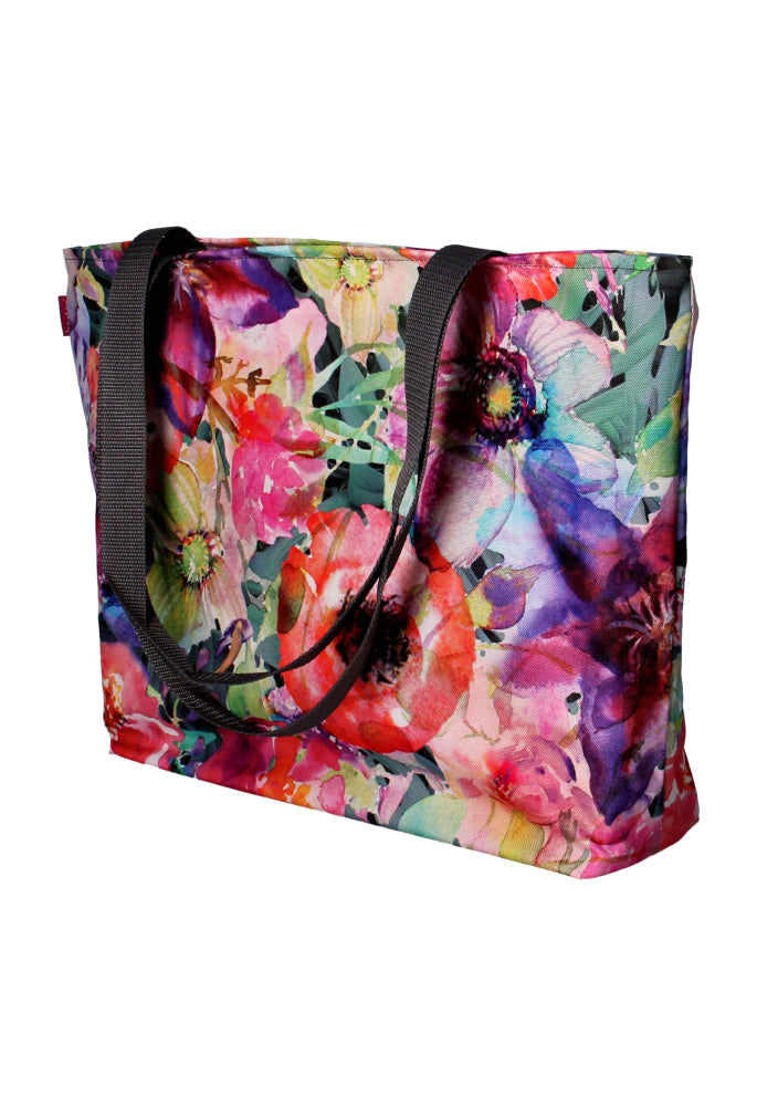 Holi taška přes rameno se zipem Dámy Shopper vhodné pro A4 přenášení taška s motivem Flora