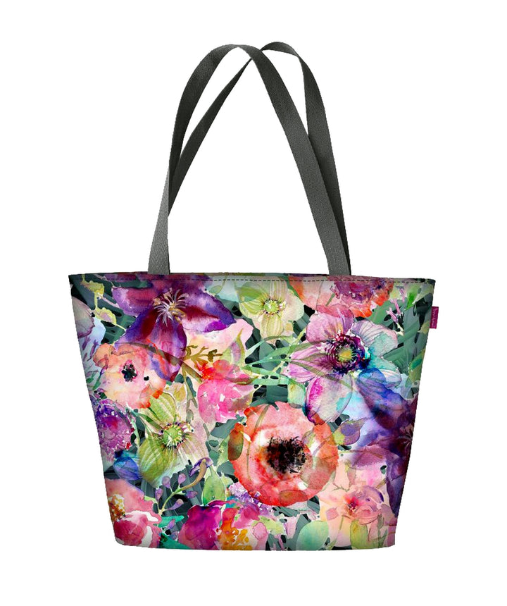 Holi taška přes rameno se zipem Dámy Shopper vhodné pro A4 přenášení taška s motivem Flora