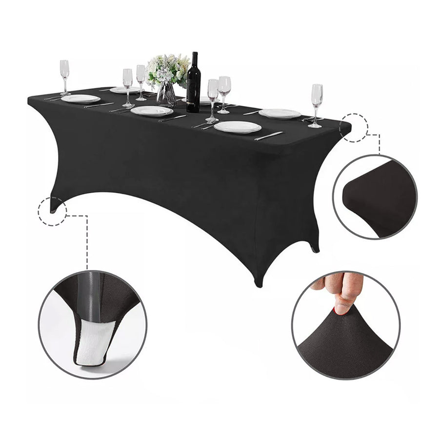 Elastický ubrus na cateringový stůl černý, 180x75x75cm, spandex, GB372