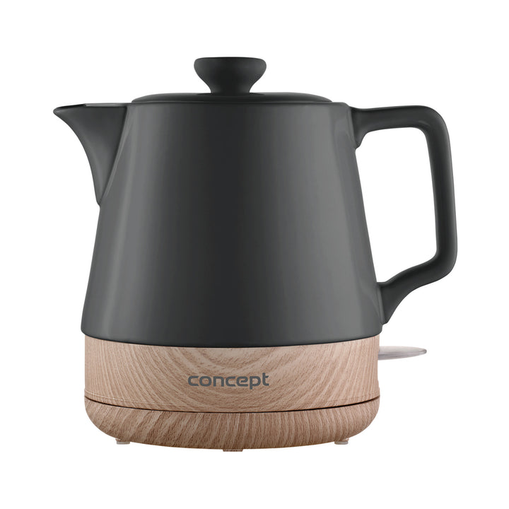 CONCEPT RK0061 UK Elektrická keramická konvice 1,0 l Anthracite & amp; Wood Design Nordic Style 1200W Tea Pot Cordless