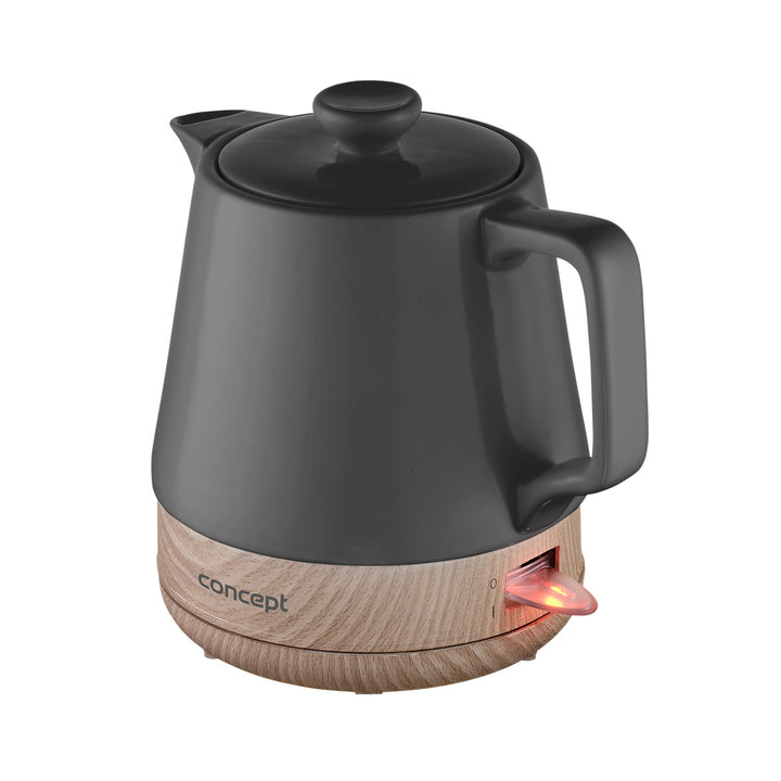 CONCEPT RK0061 UK Elektrická keramická konvice 1,0 l Anthracite & amp; Wood Design Nordic Style 1200W Tea Pot Cordless
