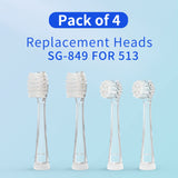 Sada náhradních zubních kartáčků pro SG-513 SEAGO, 4 ks, barva transparentní, SG-513 Refill