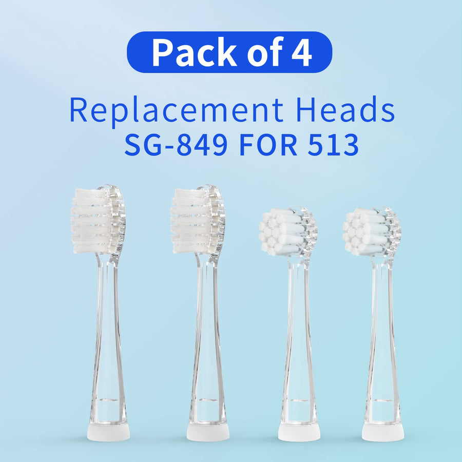Sada náhradních zubních kartáčků pro SG-513 SEAGO, 4 ks, barva transparentní, SG-513 Refill