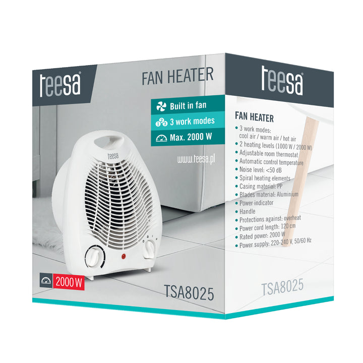 Termoelektrický ventilátor 2000W Teesa TSA8025 3 režimy, nastavitelný termostat