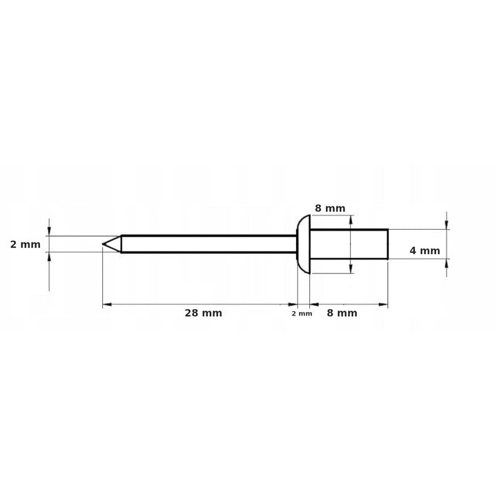 Nýt 4x8 - bílý (balení - 100 ks) RAL 9016 E KOMPLET