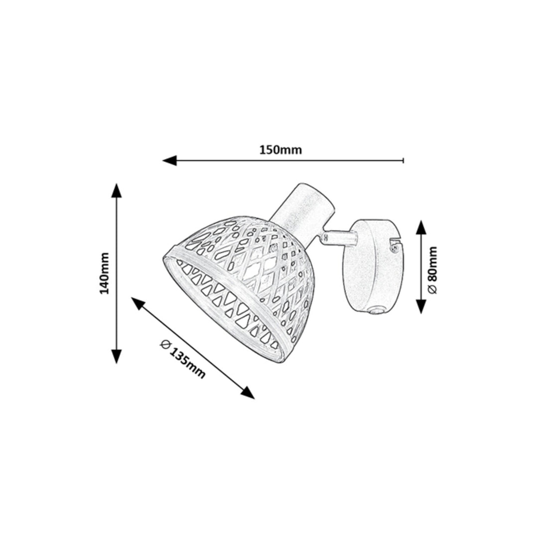 Ratanová lampa E14 1xMAX15W, černá - nástěnná lampa