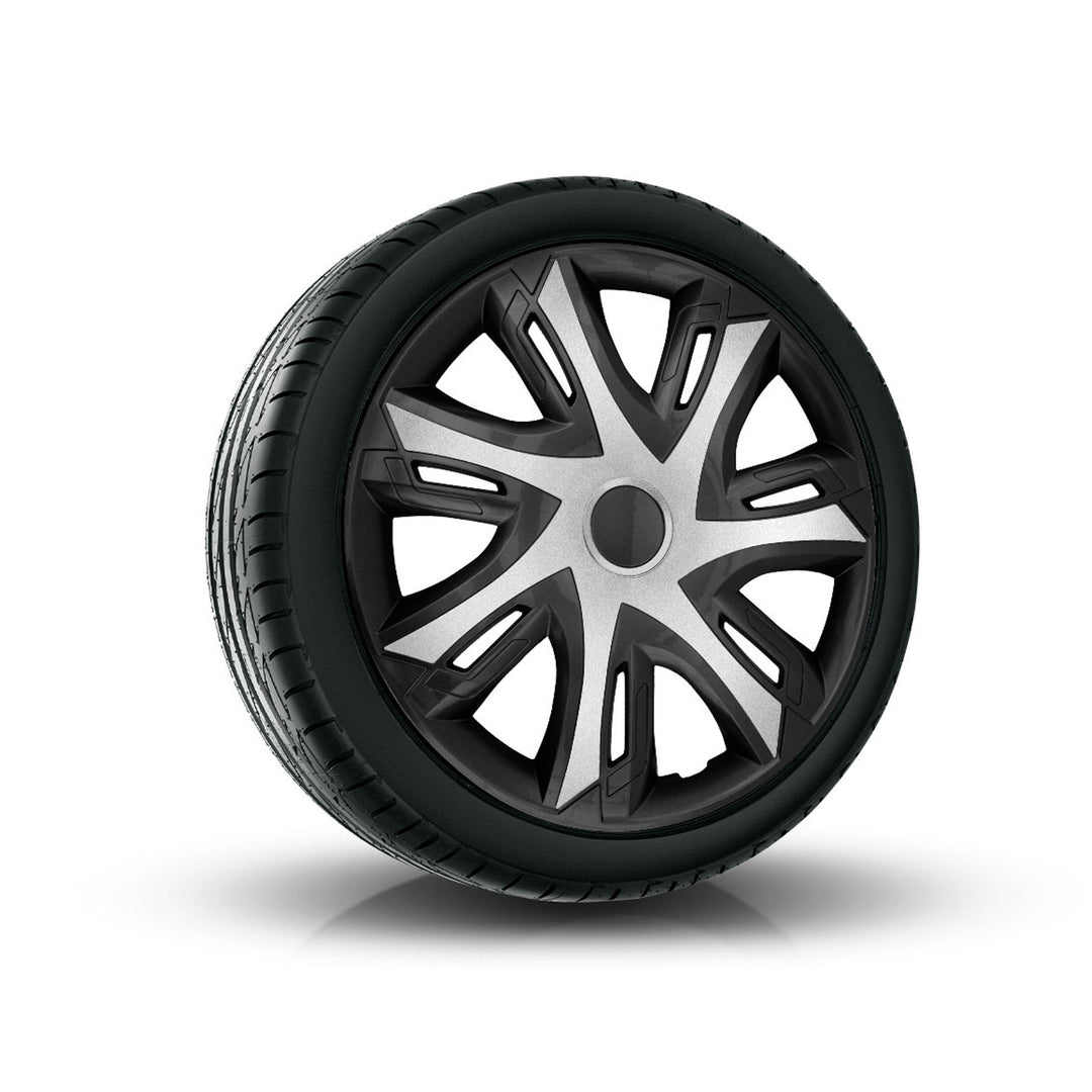 Poklice na kola 14" N-Power plastová, stříbrná-černá, 4 kusy
