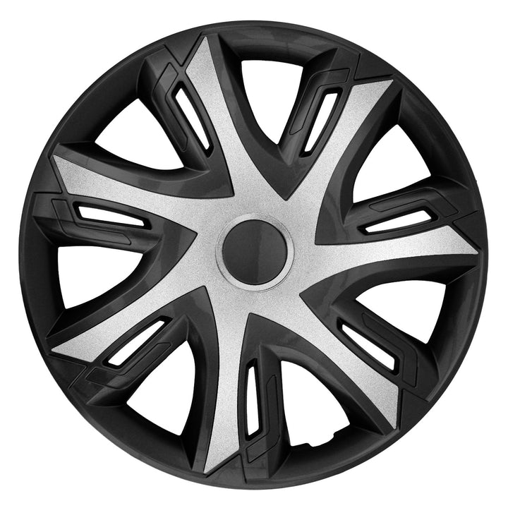 Poklice na kola 14" N-Power plastová, stříbrná-černá, 4 kusy