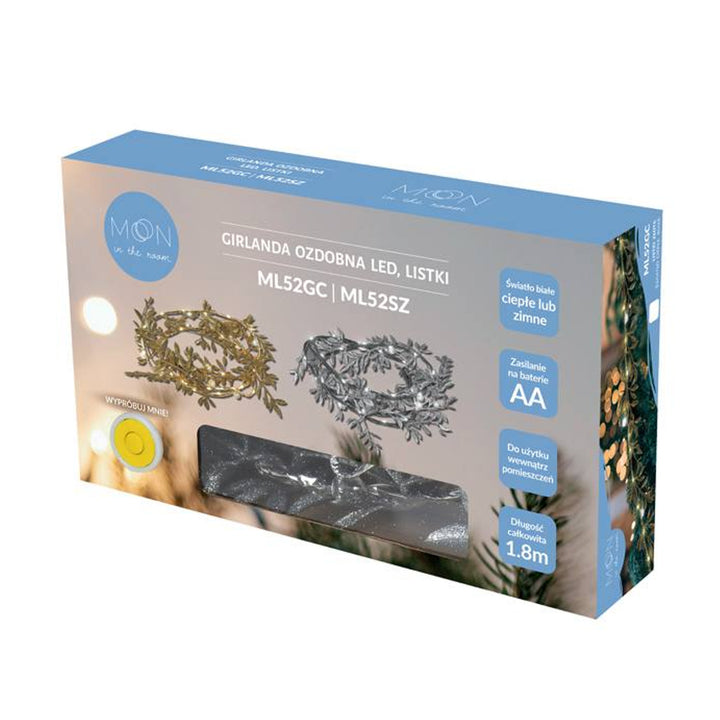 LED dekorativní girlanda ML52GC 1,8 m zlatý list teplé bílé světlo napájení 3x AA