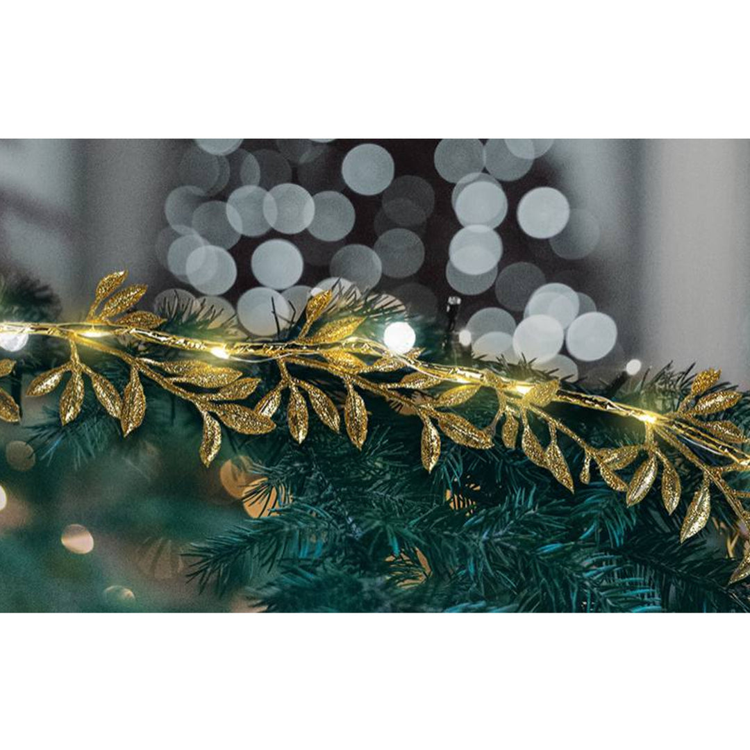 LED dekorativní girlanda ML52GC 1,8 m zlatý list teplé bílé světlo napájení 3x AA