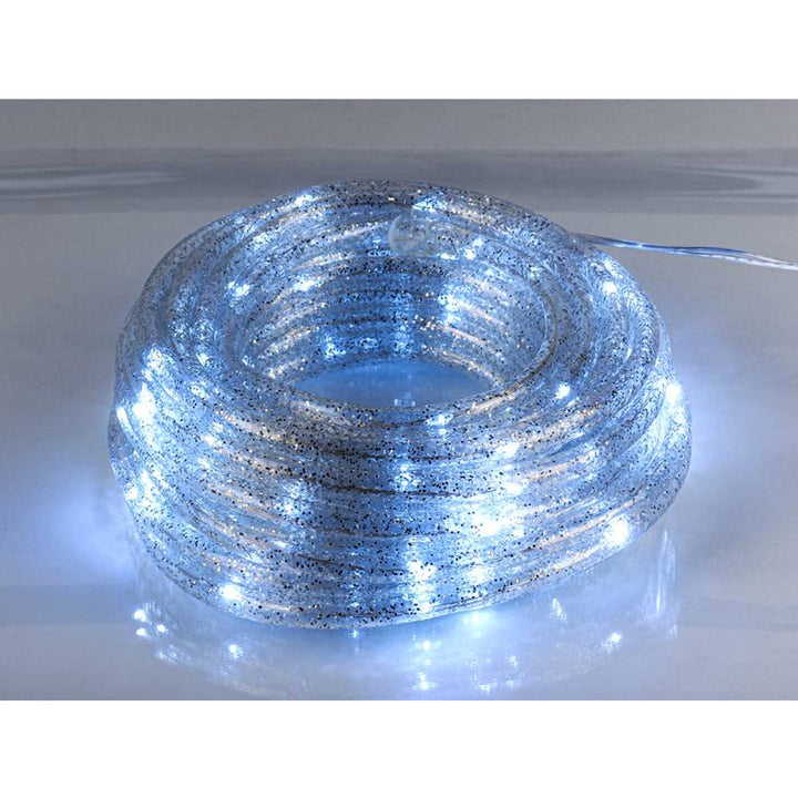 Dekorační šňůra ML54SZ 100 LED 10 m s třpytkami stříbrná studená bílá IP44