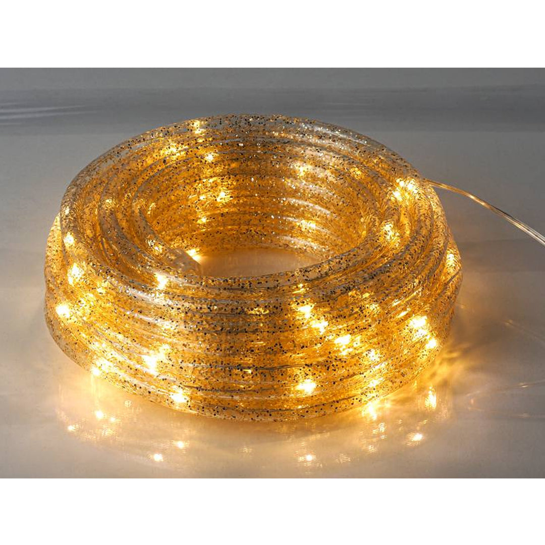 Dekorační šňůra ML54GC 100LED 10m s třpytkami zlatá teplá bílá IP44