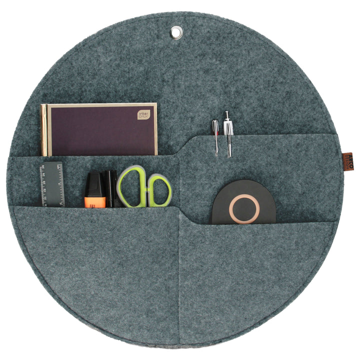 Velký nástěnný organizér na kolečkách s kapsami šedý XL - 45 cm