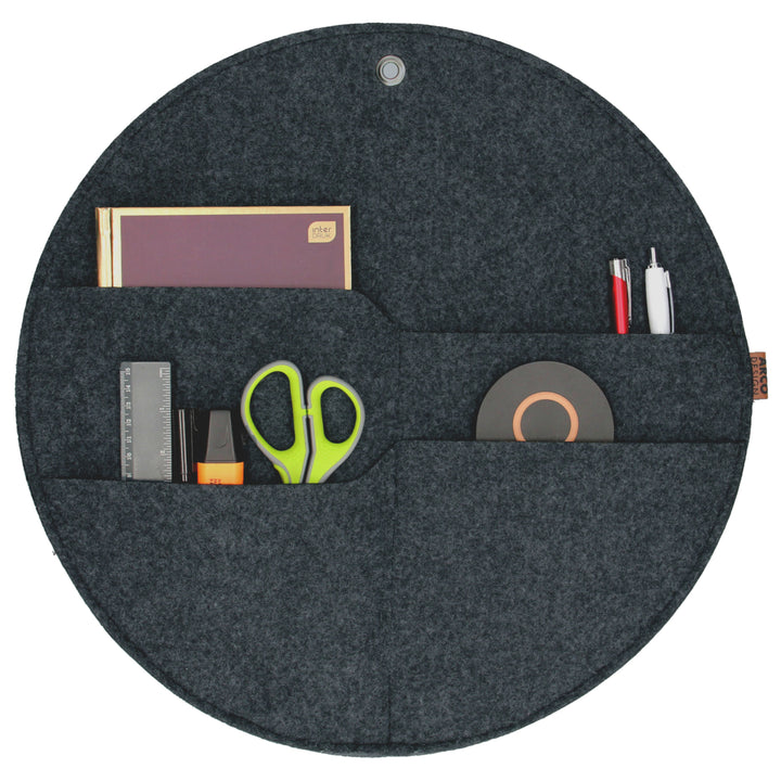 Velký nástěnný organizér na kolečkách s kapsami antracit XL - 45 cm