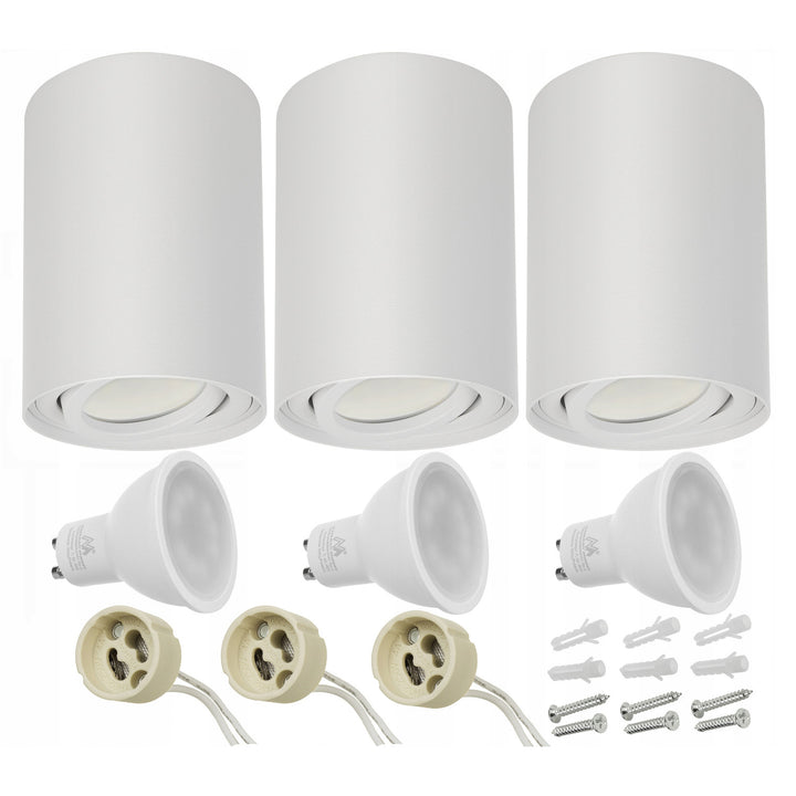 3x Maclean kulatý plafón bílý MCE422 + 3x LED žárovka GU10 5W 4000K