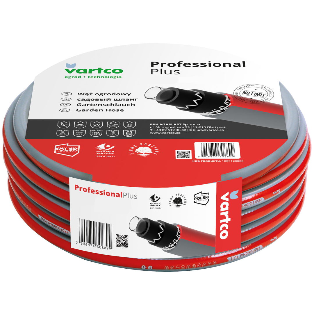 Zahradní hadice 6 vrstev 30m 1/2" Vartco Professional Plus + spojky