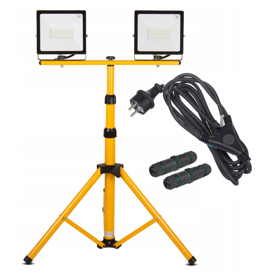 Dvojité halogenové bílé neutrální svítidlo 4000 lm 50 W + stativ + 5 m kabel