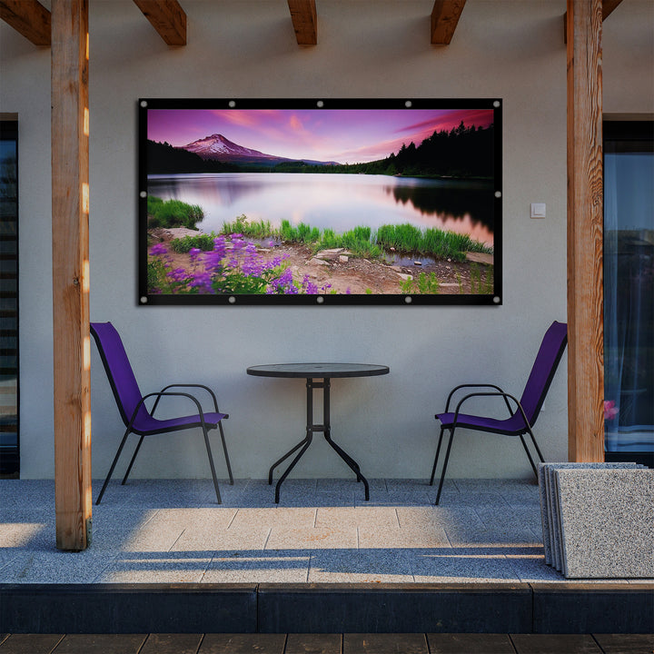 Projekční plátno Maclean, 120", 265x149cm, 25mm okraj 16:9, napínací háčky, MC-982