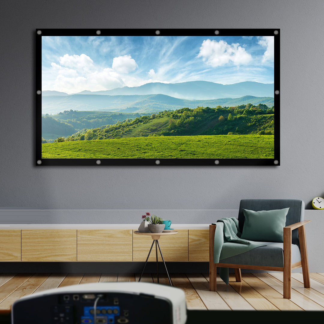 Projekční plátno Maclean, 120", 265x149cm, 25mm okraj 16:9, napínací háčky, MC-982