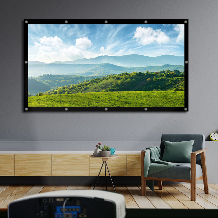 Projekční plátno Maclean, 120", 265x149cm, 25mm okraj 16:9, napínací háčky, MC-982