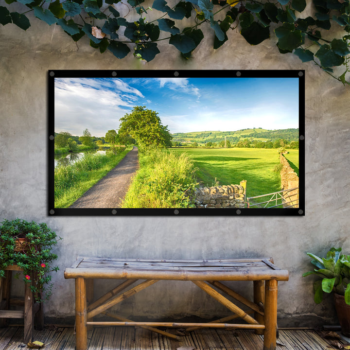 Projekční plátno Maclean, 120", 265x149cm, 25mm okraj 16:9, napínací háčky, MC-982