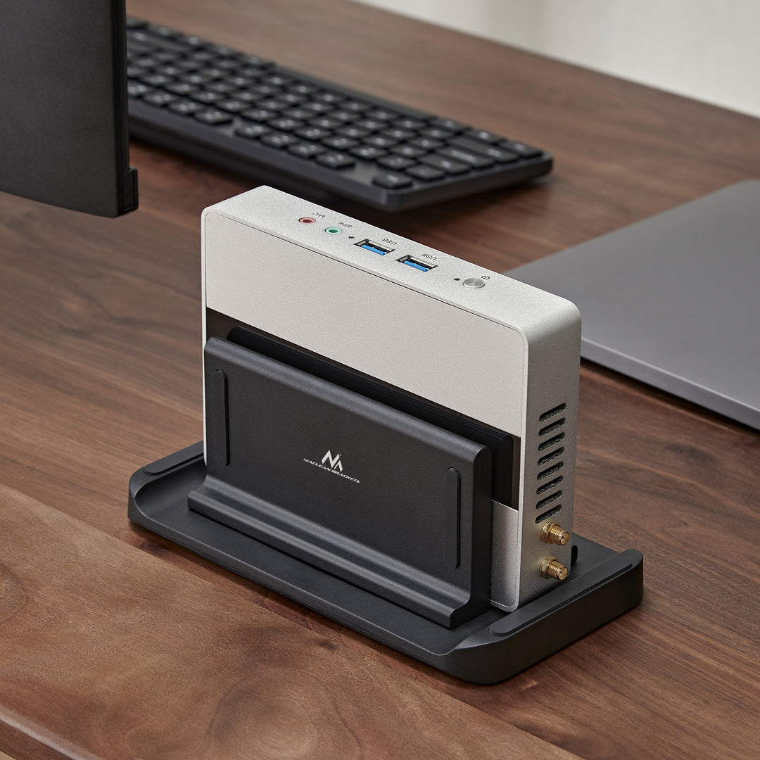 Maclean Thin Client / Mini PC Terminal Holder, černý, vhodný pro držáky VESA, volně stojící, MC-454