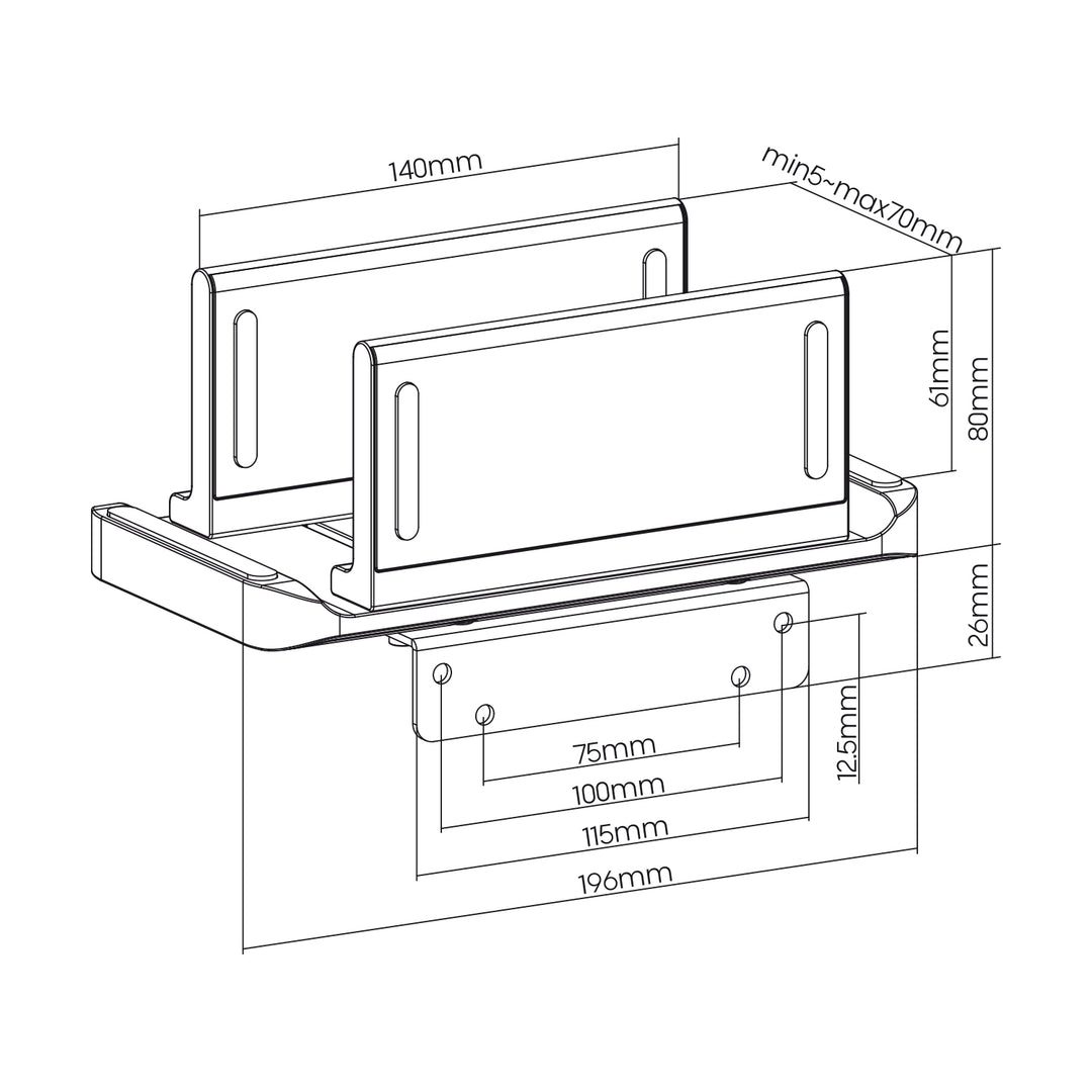 Maclean Thin Client / Mini PC Terminal Holder, černý, vhodný pro držáky VESA, volně stojící, MC-454
